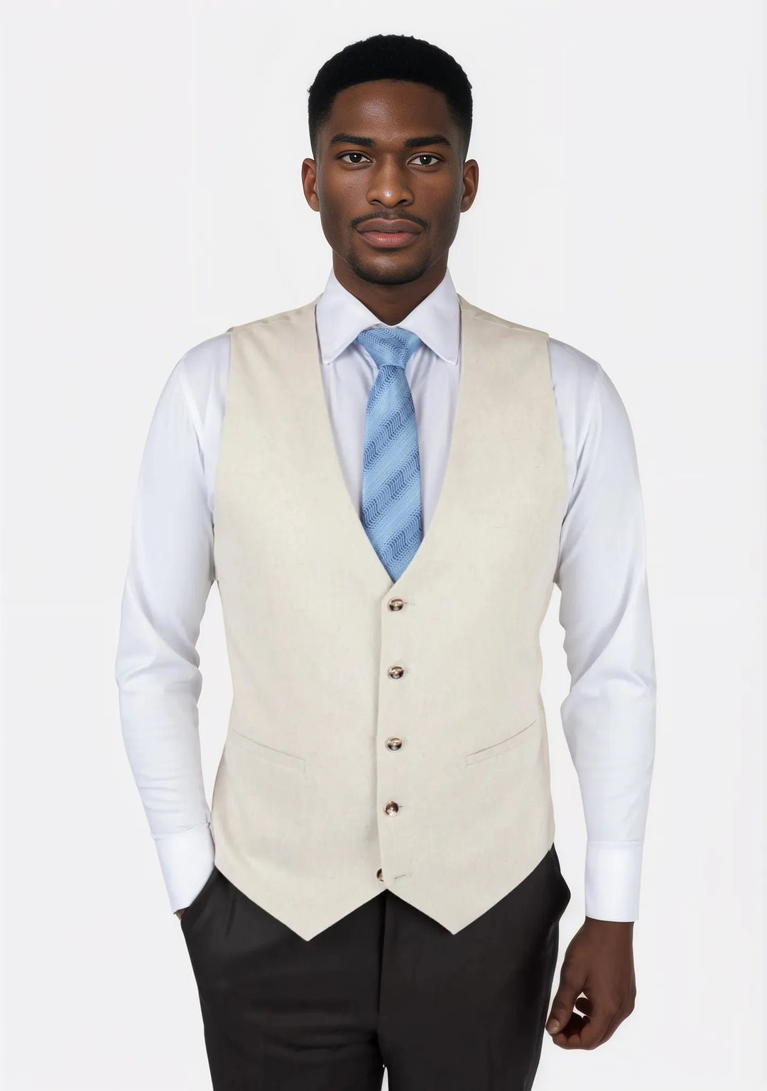 Sand Linen Blend Vest