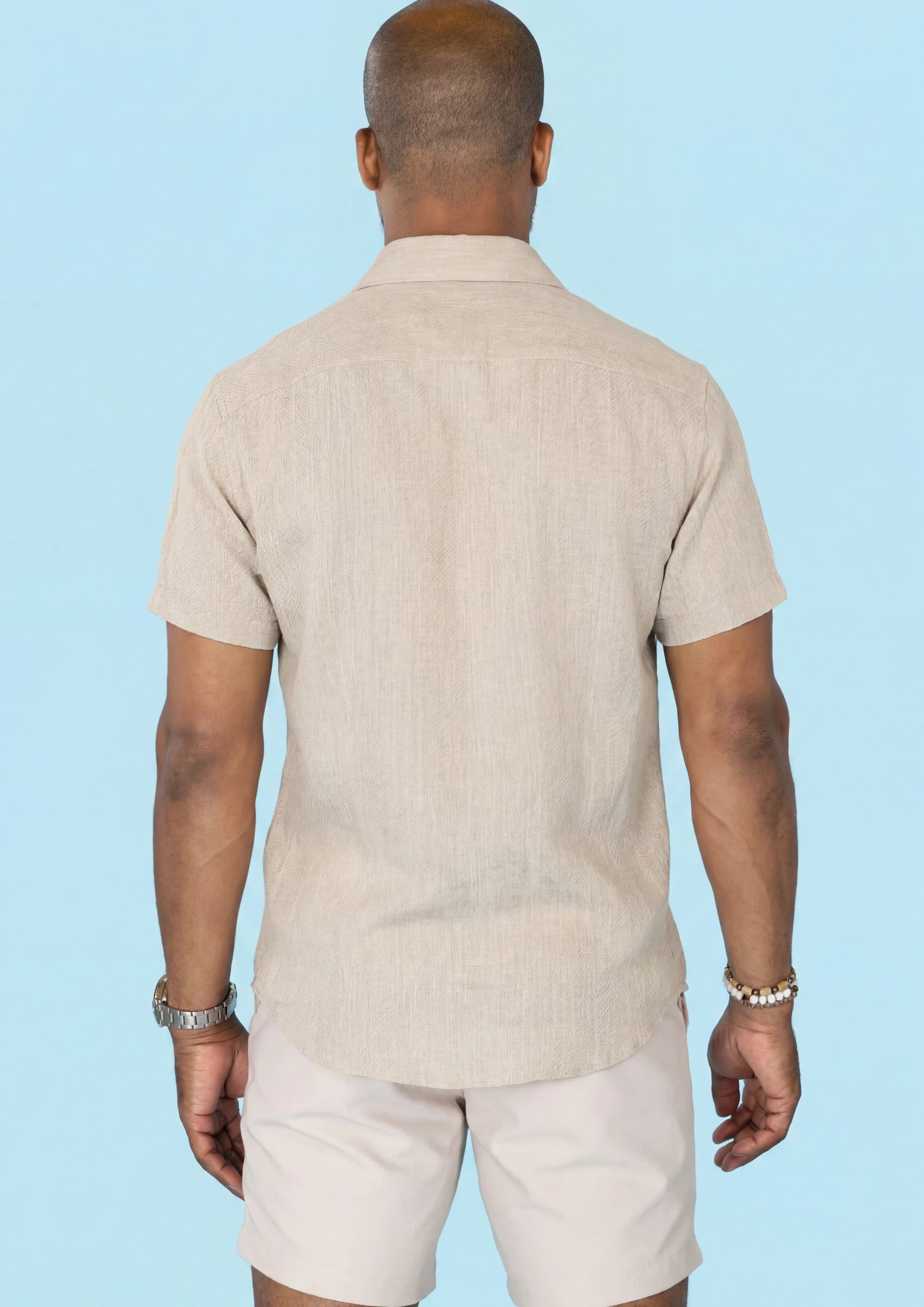 Beige Linen Blend T-Shirt - back view51