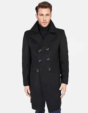 Black Wool Signature Peacoat - SARTORO Black Wool Signature Peacoat - SARTORO