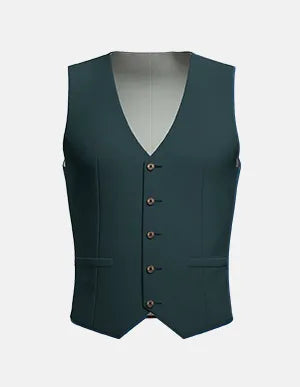 Dark Green Twill Vest - SARTORO Dark Green Twill Vest - SARTORO