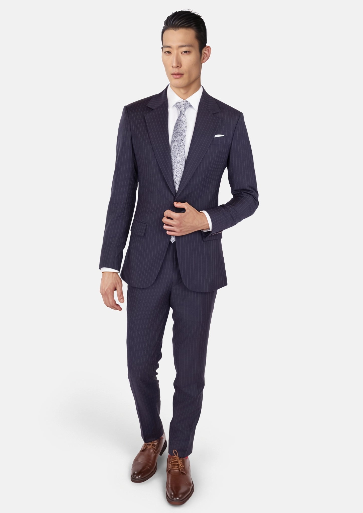 Midnight Blue Pinstripe Ellis Suit