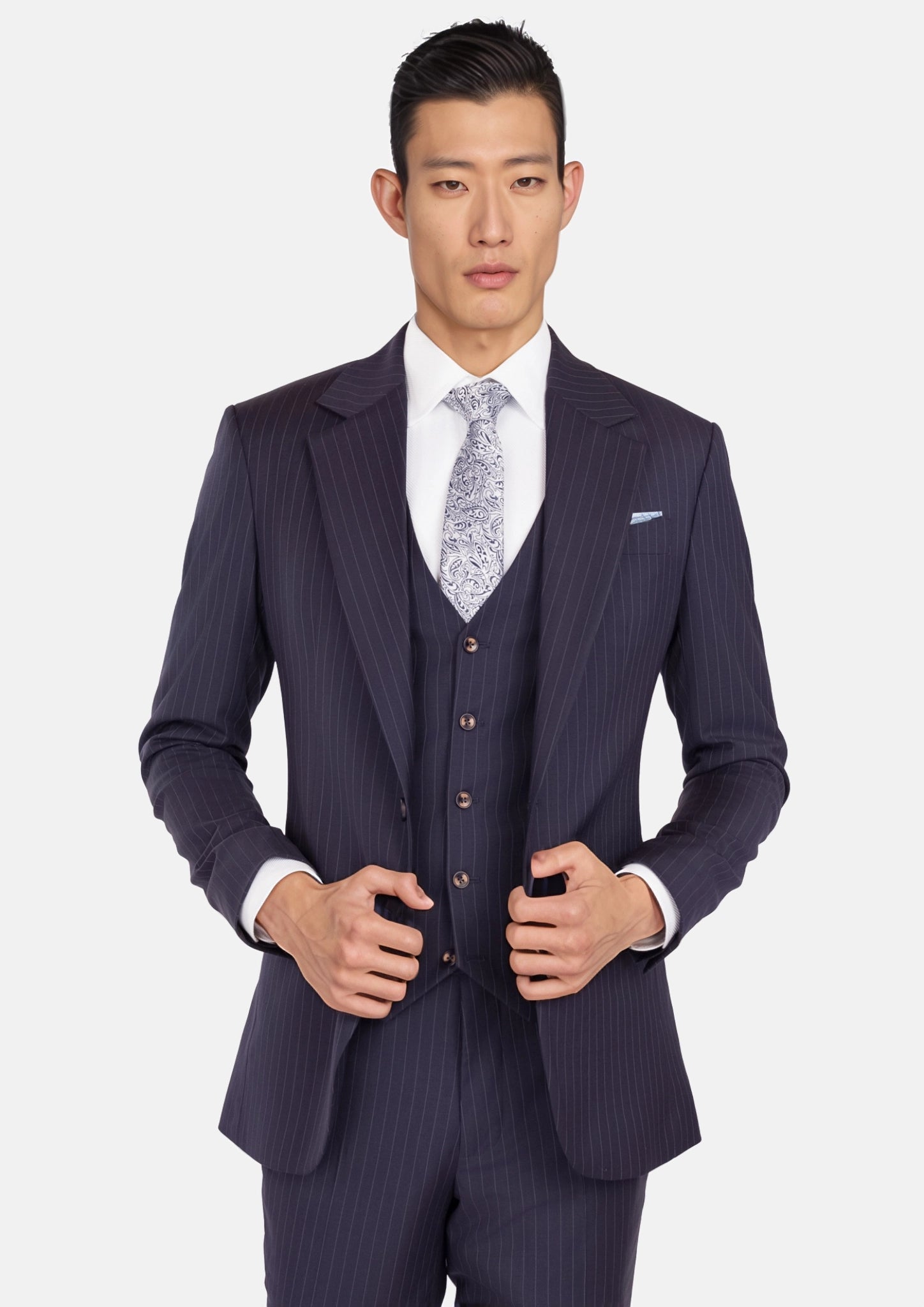 Midnight Blue Pinstripe Ellis Suit