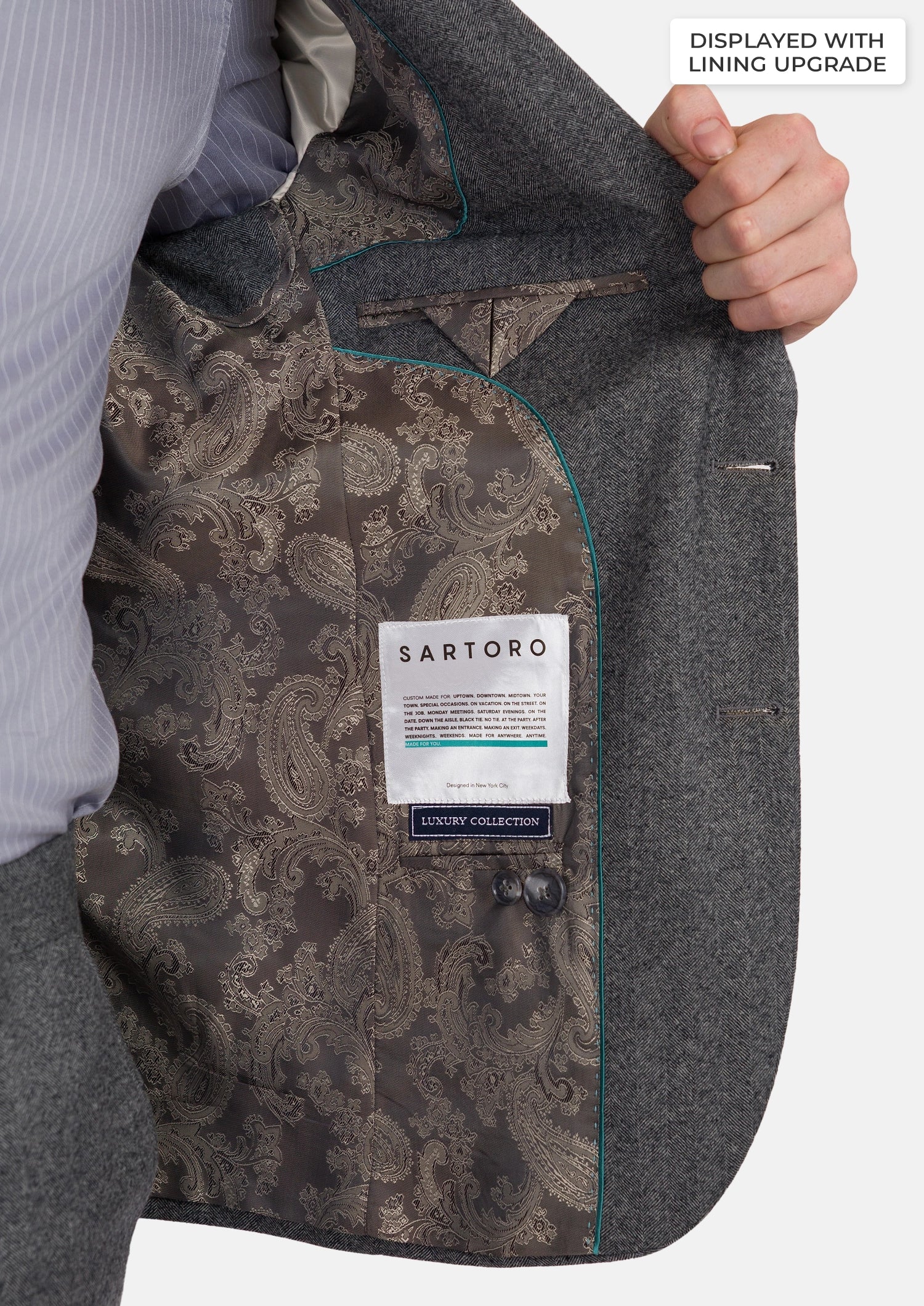 Mid Grey Herringbone Flannel Suit