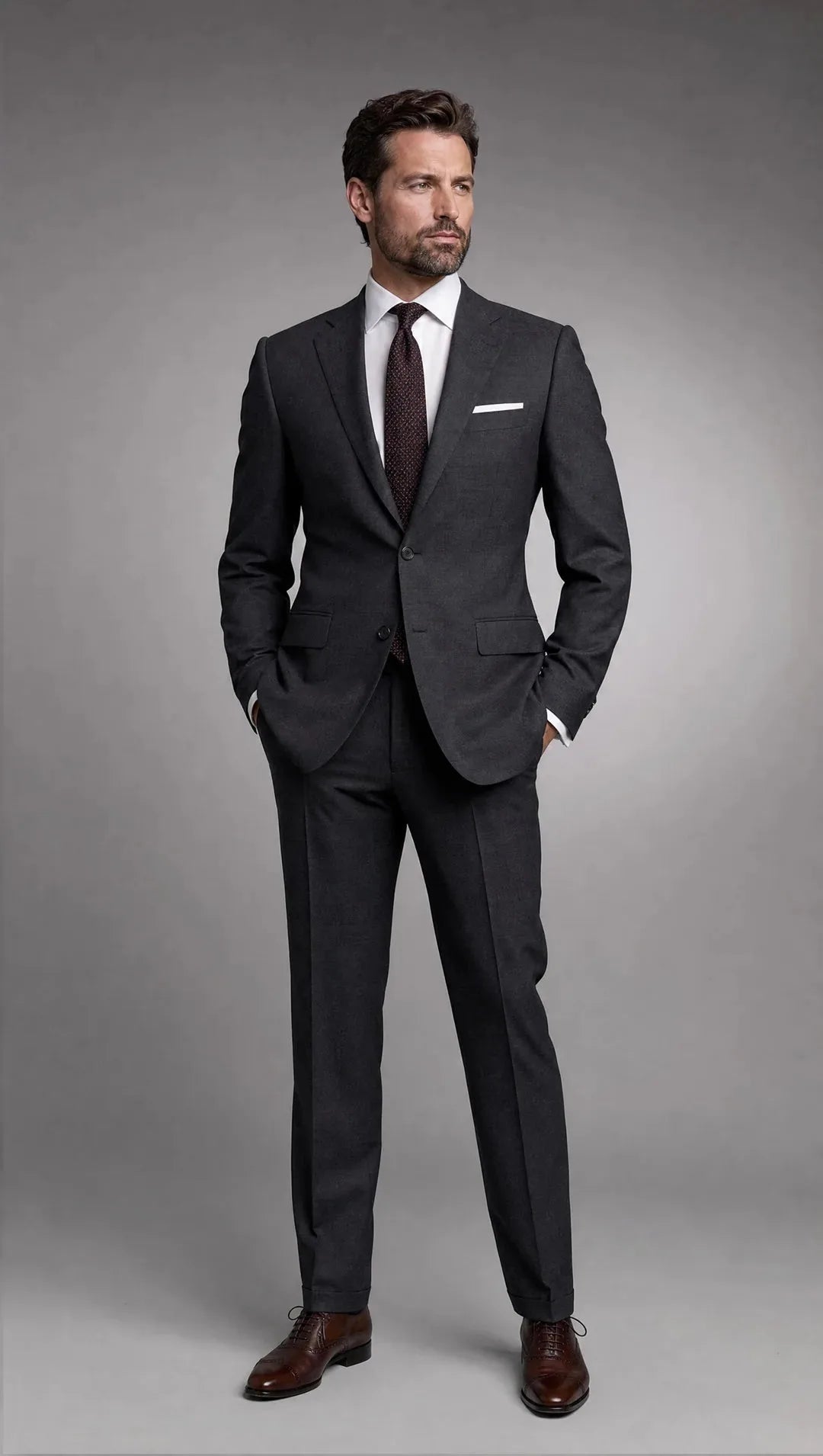 When alterations reach their limit, custom tailoring starts from your measurements — shoulders, chest, and waist are drafted to your body rather than adjusted after the fact