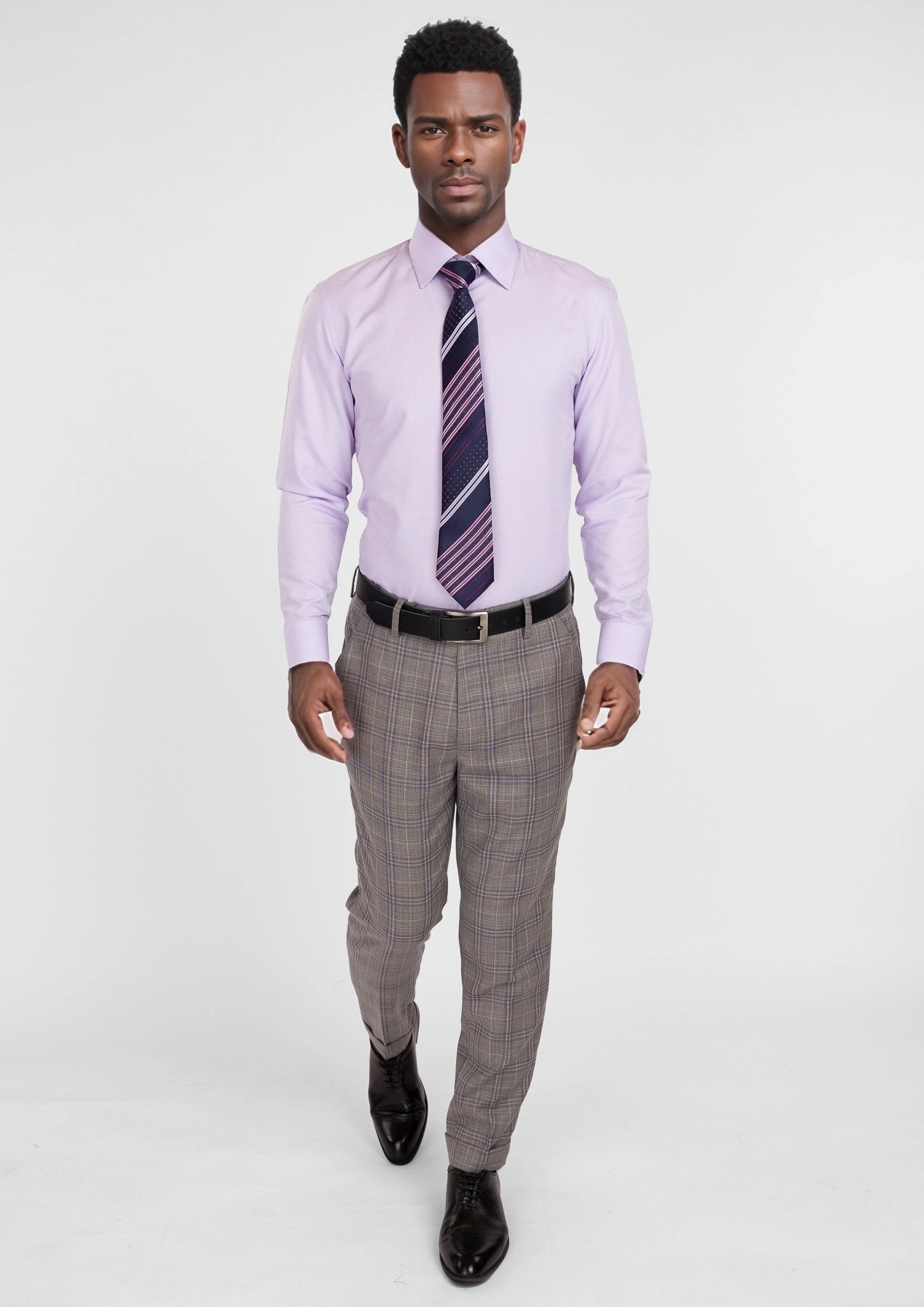 Nickel Grey Checked Pants