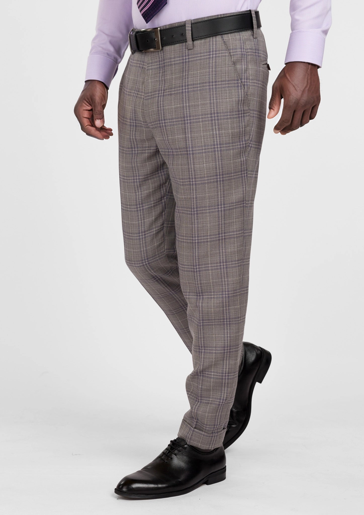 Nickel Grey Checked Pants