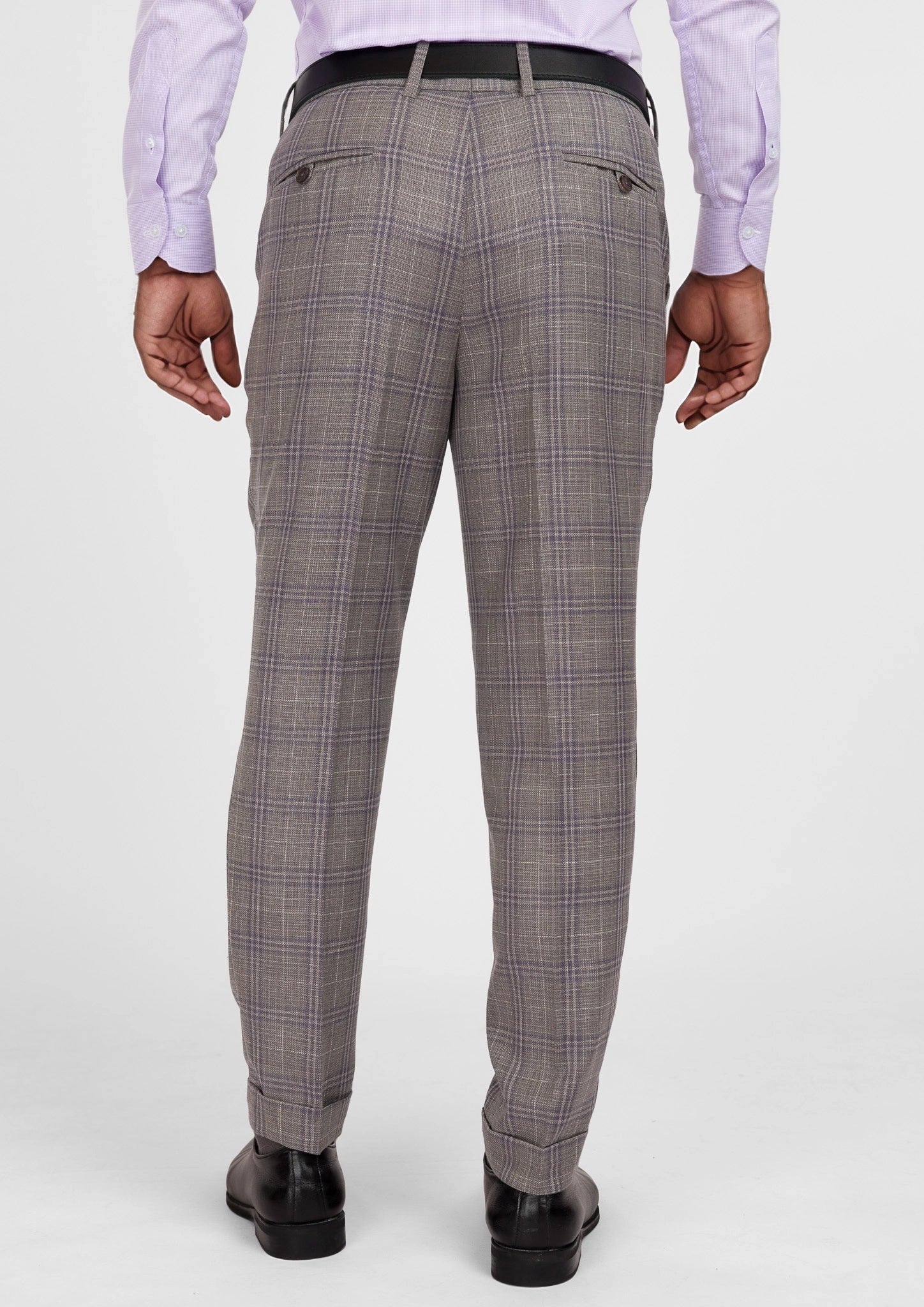 Nickel Grey Checked Pants
