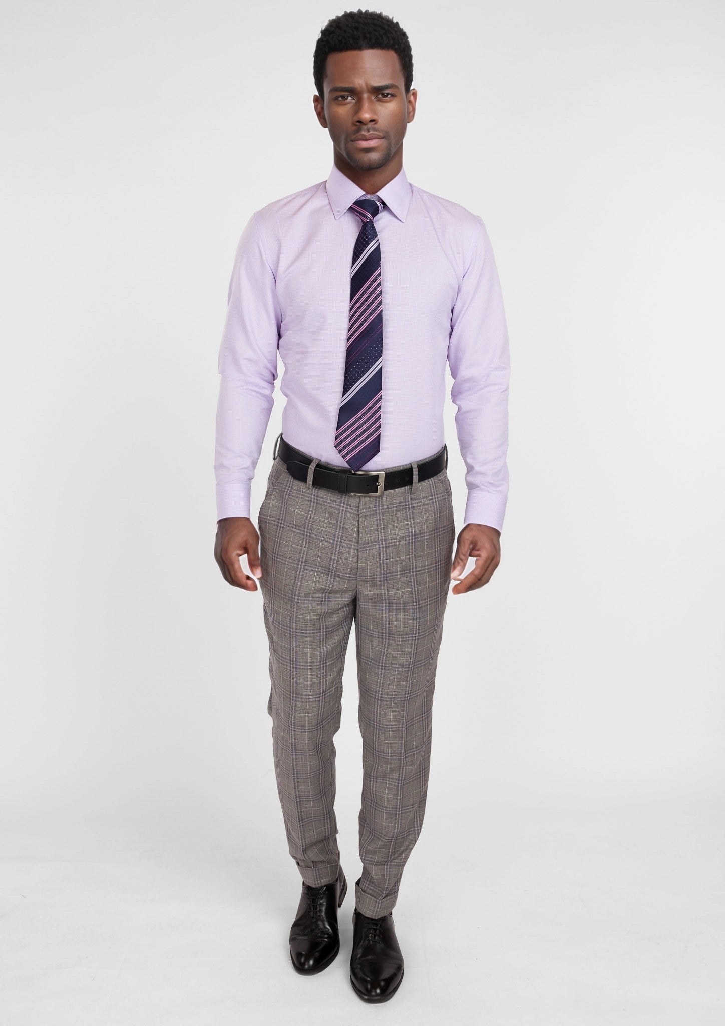 Nickel Grey Checked Pants