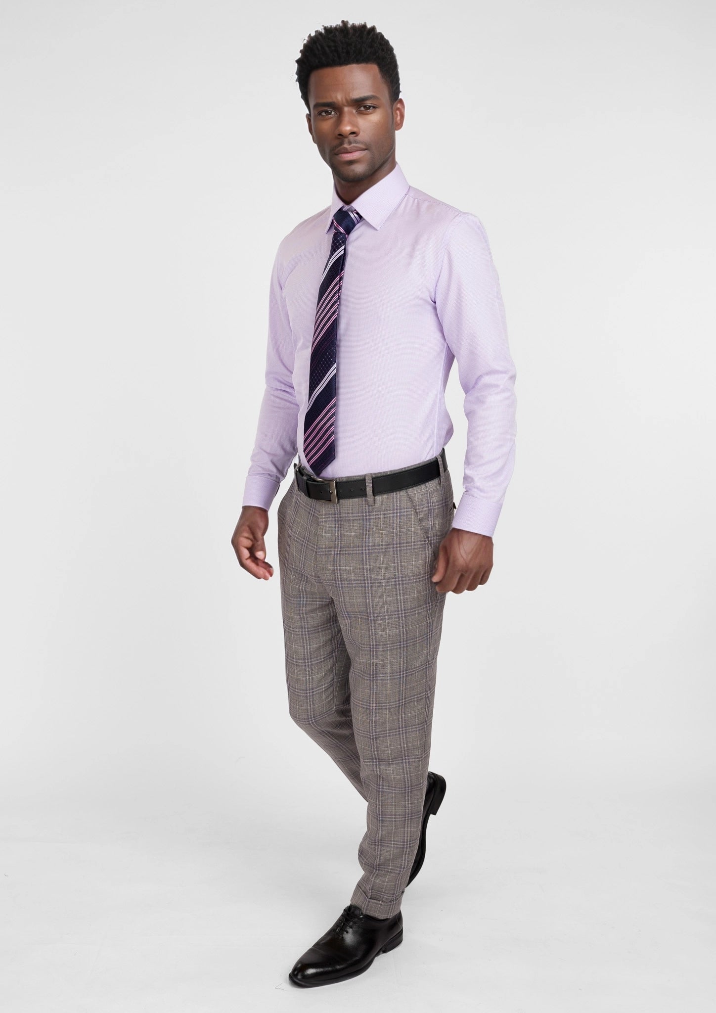 Nickel Grey Checked Pants