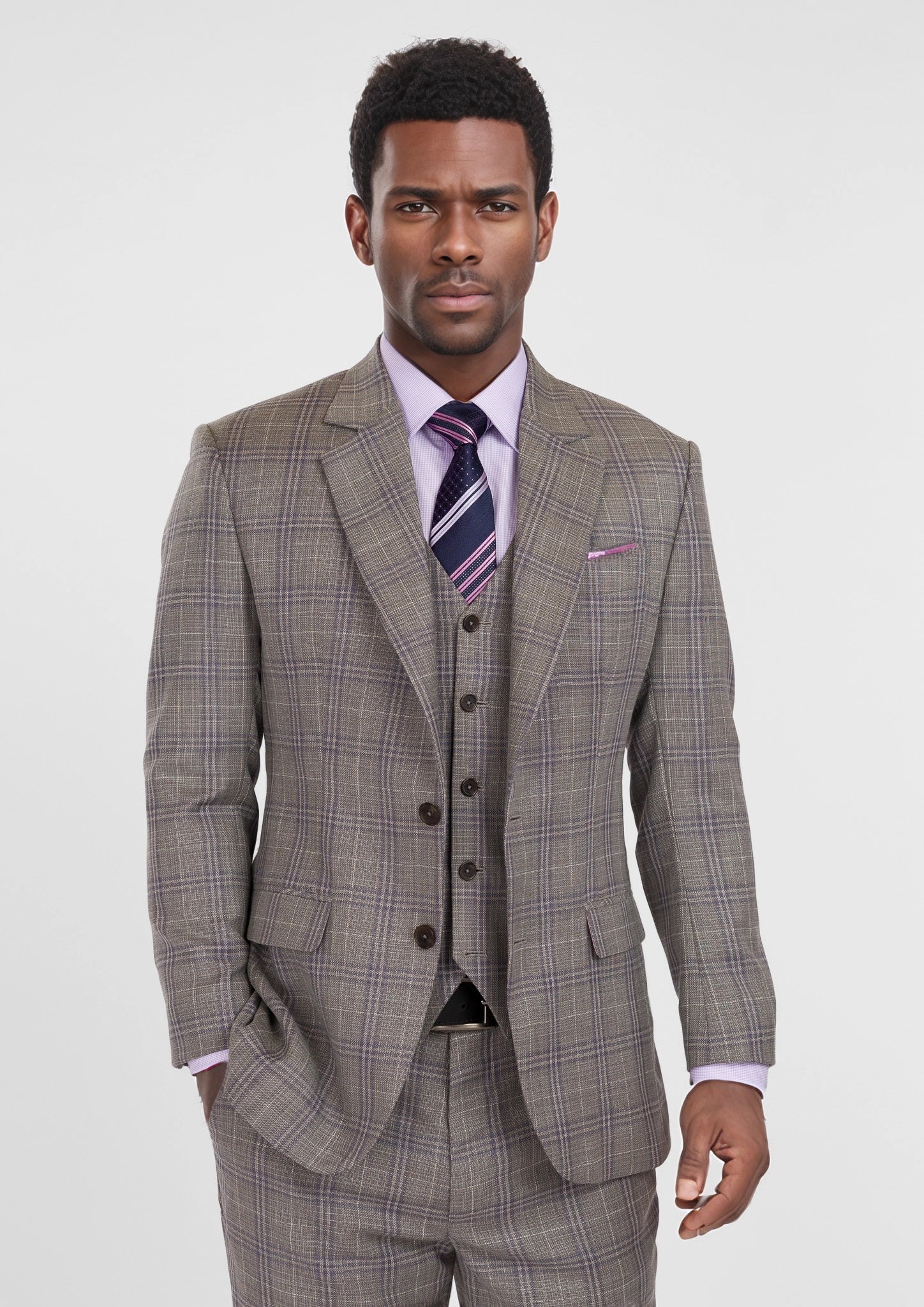 Nickel Grey Checked Astor Suit