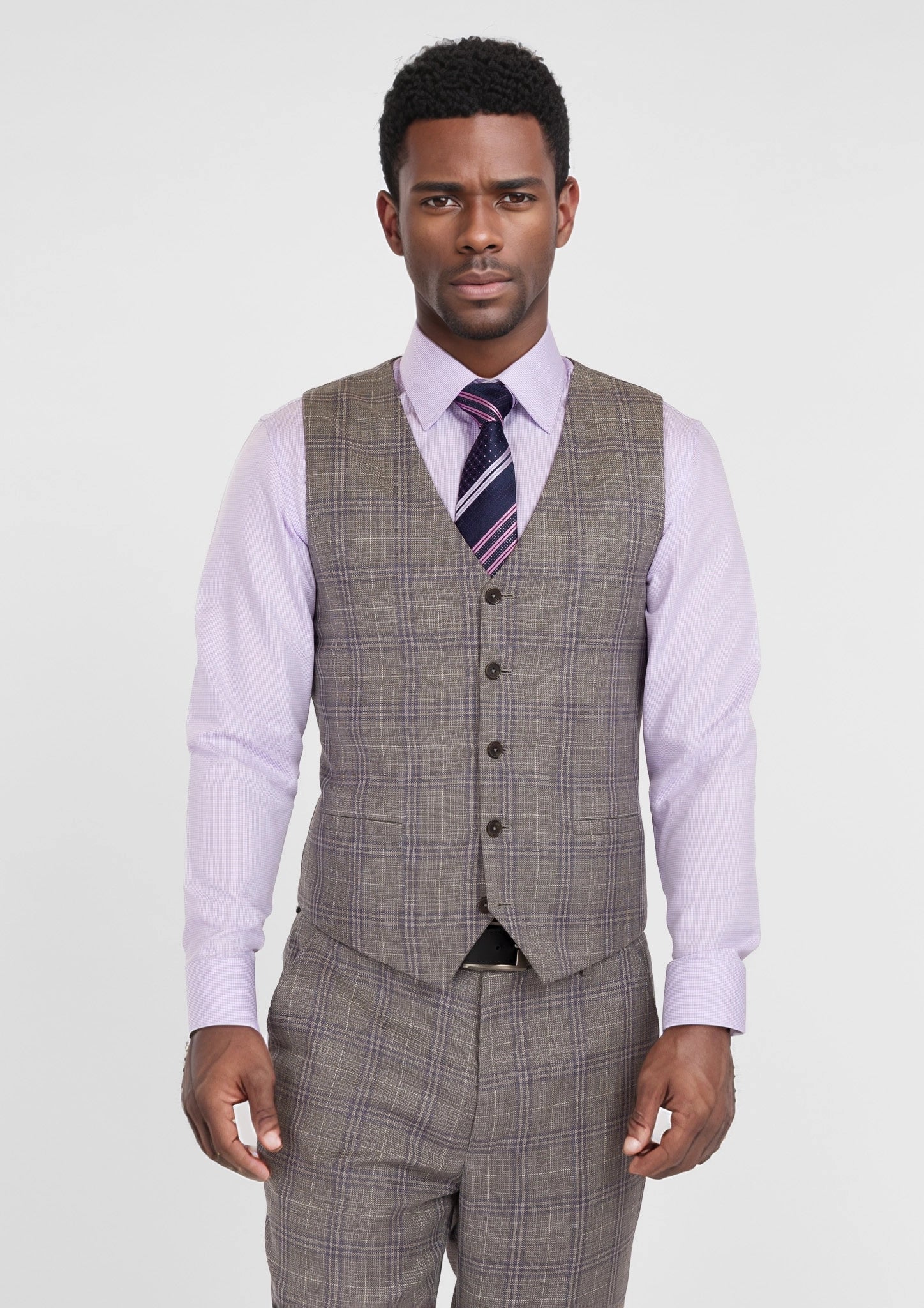 Nickel Grey Checked Vest