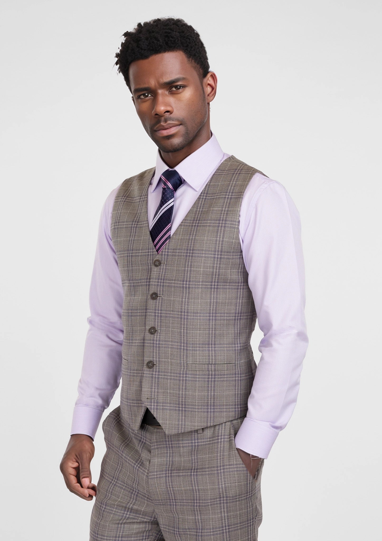 Nickel Grey Checked Vest