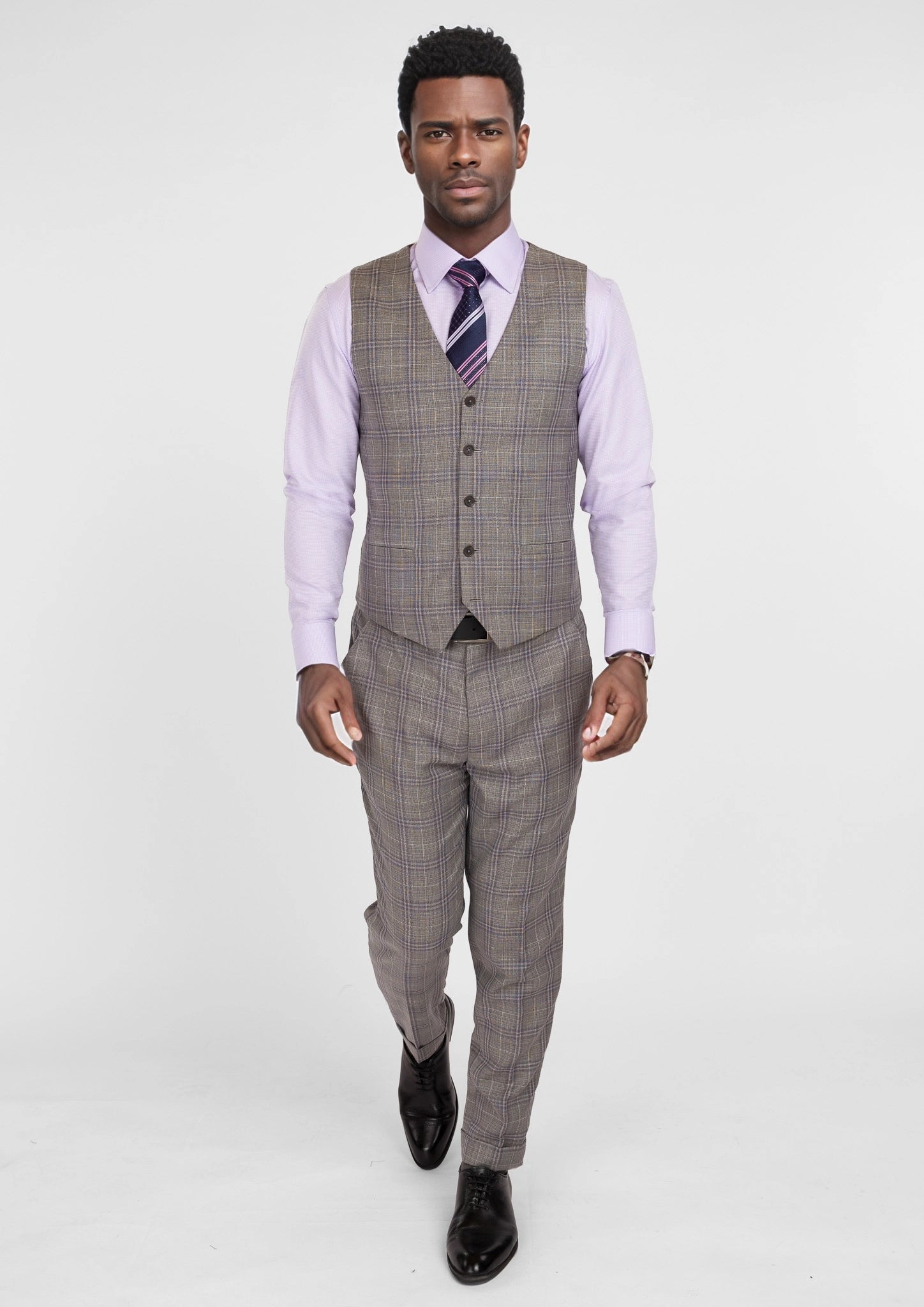 Nickel Grey Checked Vest