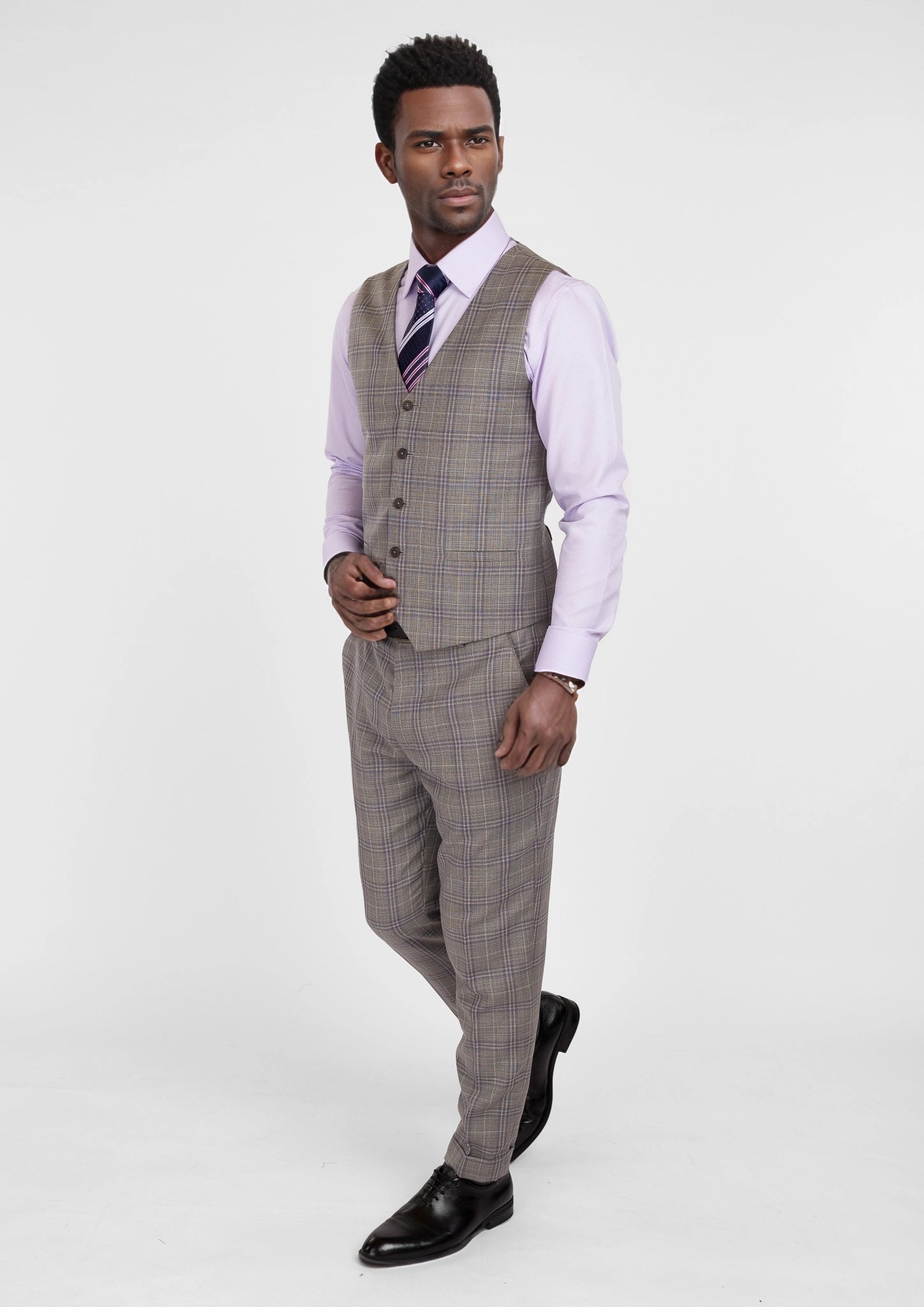 Nickel Grey Checked Vest