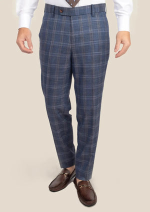 Deep Cobalt Blue Plaid Pants