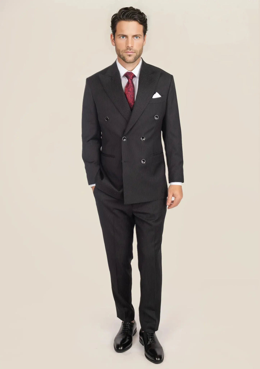 Waverly Black Pinstripe Suit