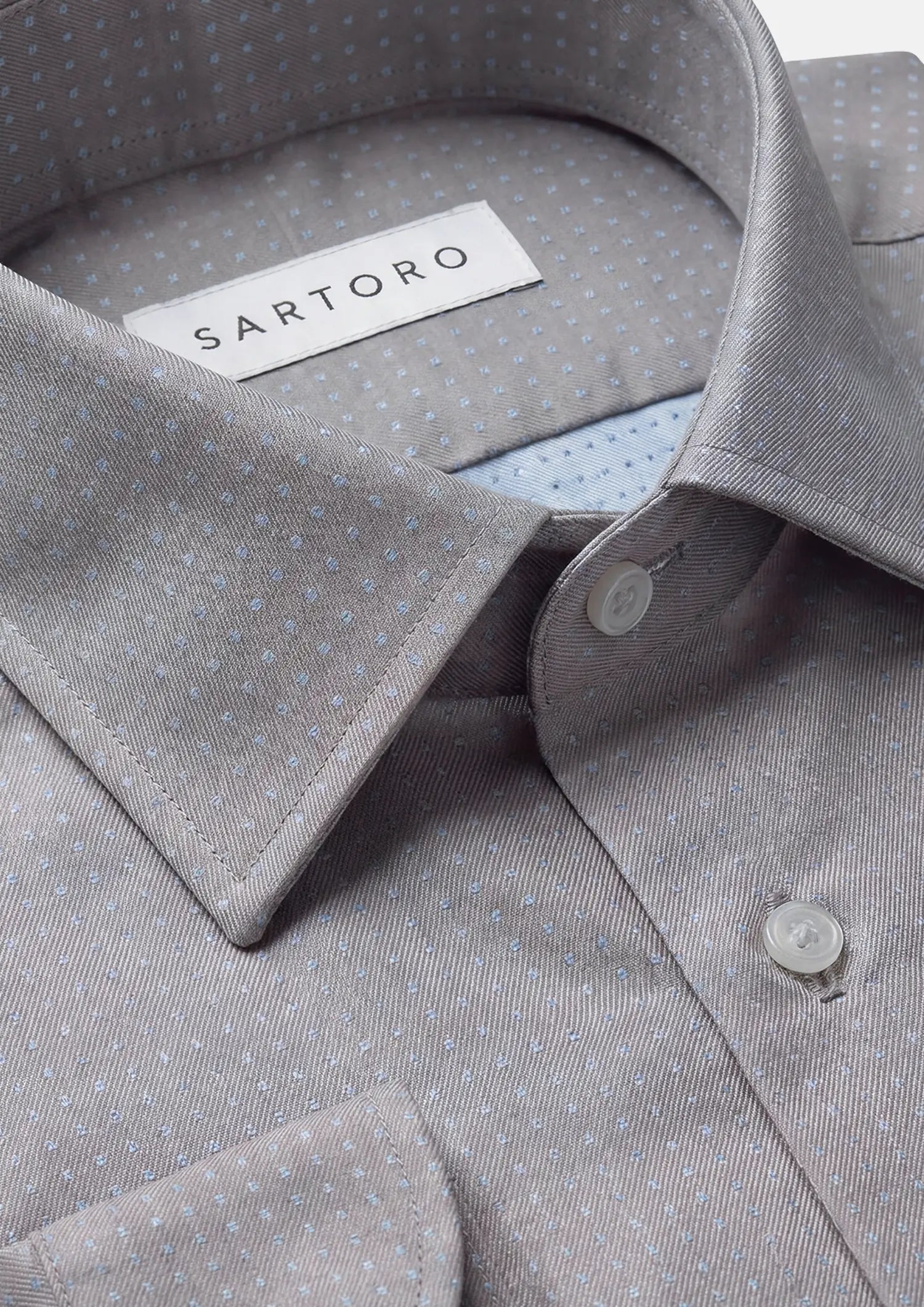 Clay Grey Dobby Dot Shirt797