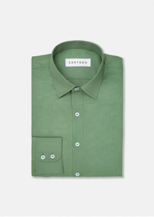 Men's Forest Green Egyptian Cotton Broadcloth Shirt | SARTORO Men's Forest Green Egyptian Cotton Broadcloth Shirt | SARTORO