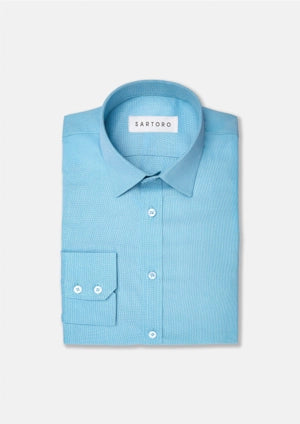 Men's Turquoise Egyptian Cotton Broadcloth Shirt | SARTORO Men's Turquoise Egyptian Cotton Broadcloth Shirt | SARTORO