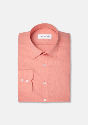 Men's Coral Egyptian Cotton Broadcloth Shirt Men's Coral Egyptian Cotton Broadcloth Shirt