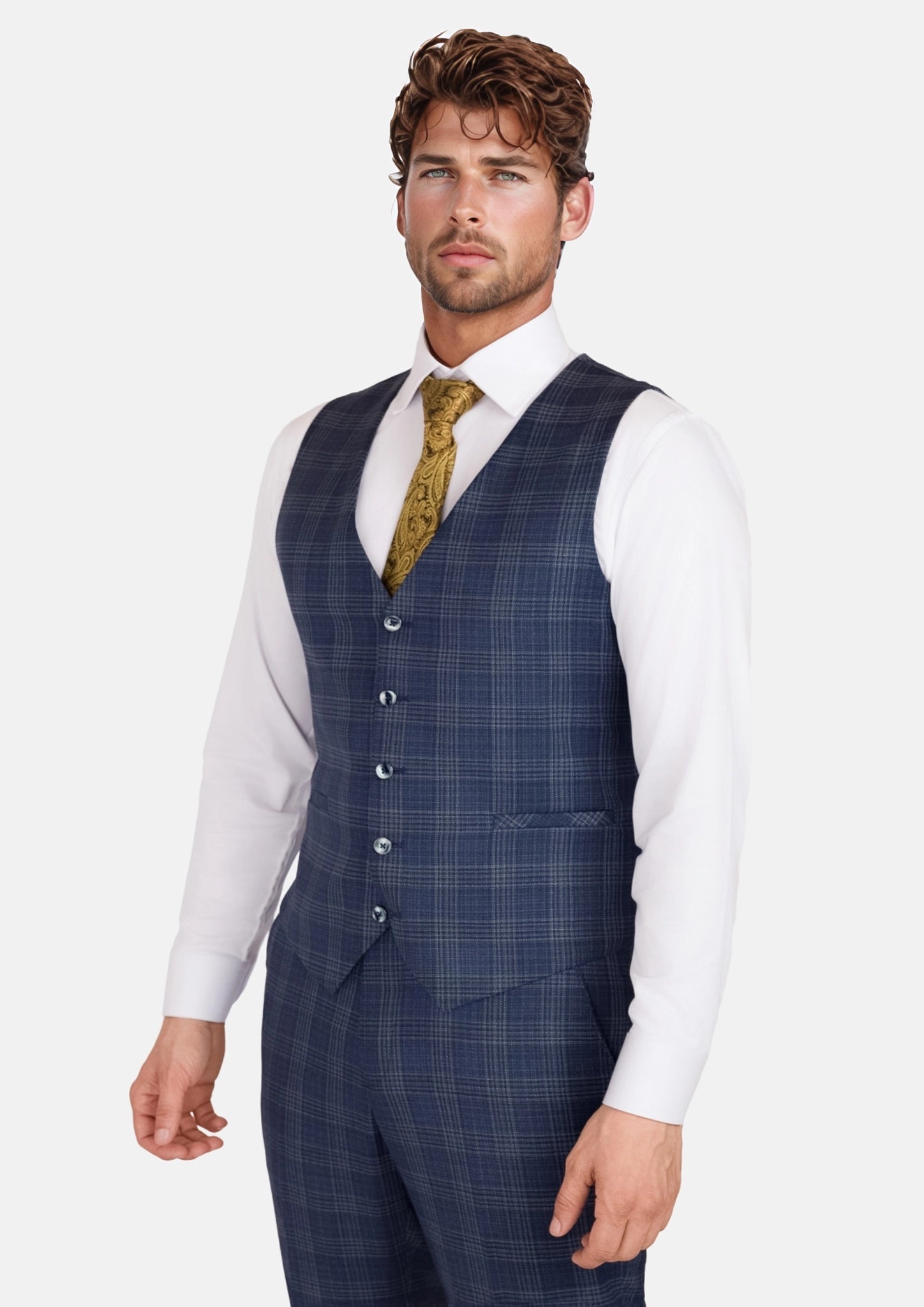 Admiral Navy Checked Vest