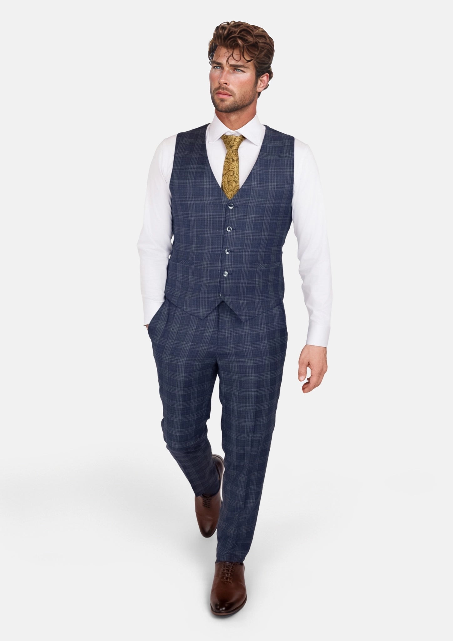Admiral Navy Checked Vest