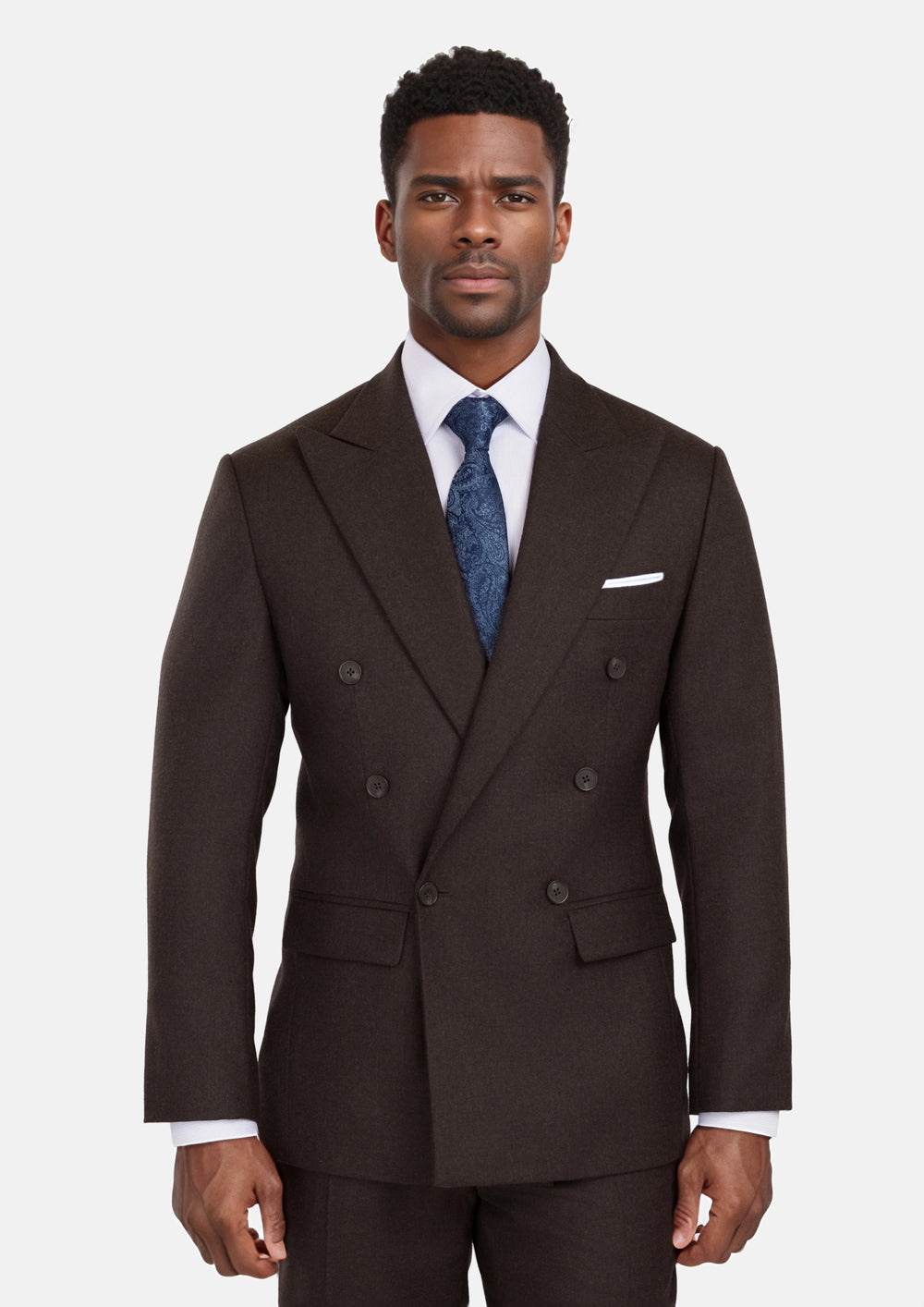 Double Breasted Chocolate Brown Flannel Suit