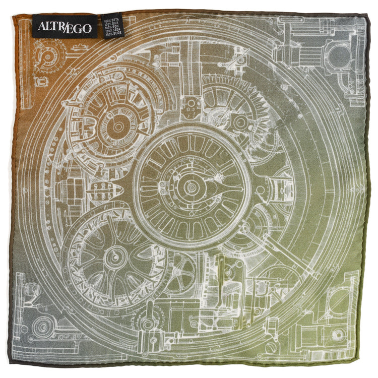 Antique Clock Gradient Pocket Square868