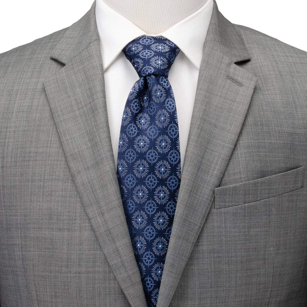 Compass Hidden Message Navy Blue Men's Tie447