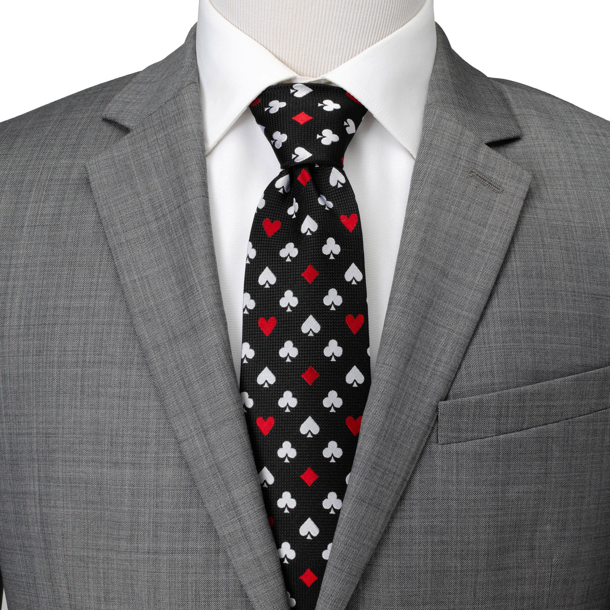 Card Suits Vegas Hidden Message Black Men's Tie553