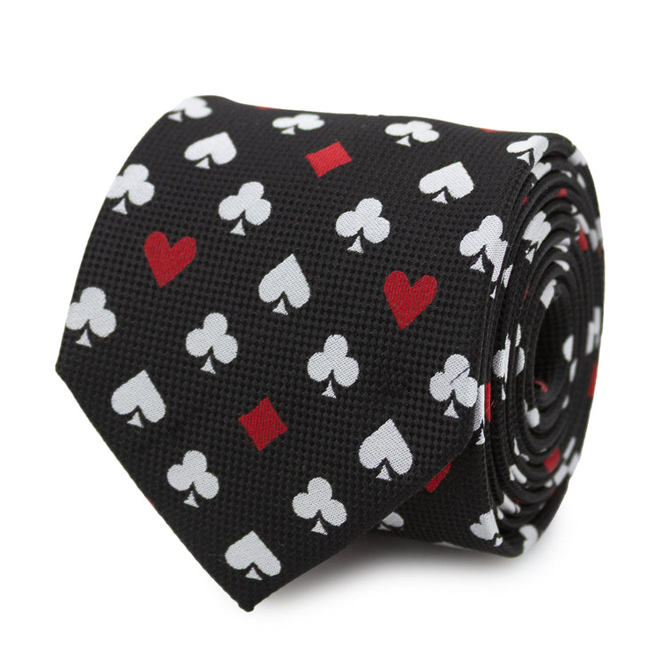 Card Suits Vegas Hidden Message Black Men's Tie530