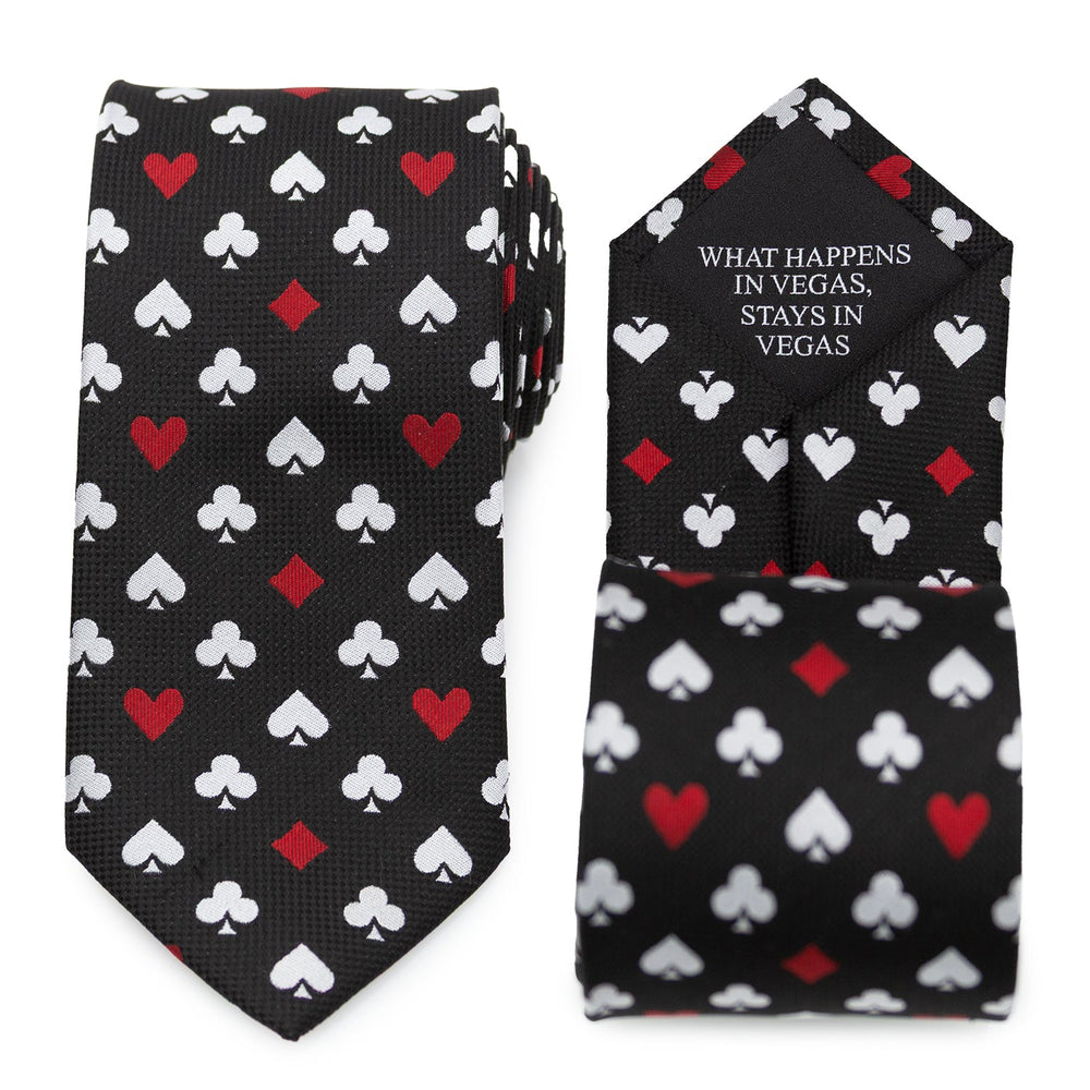 Card Suits Vegas Hidden Message Black Men's Tie29