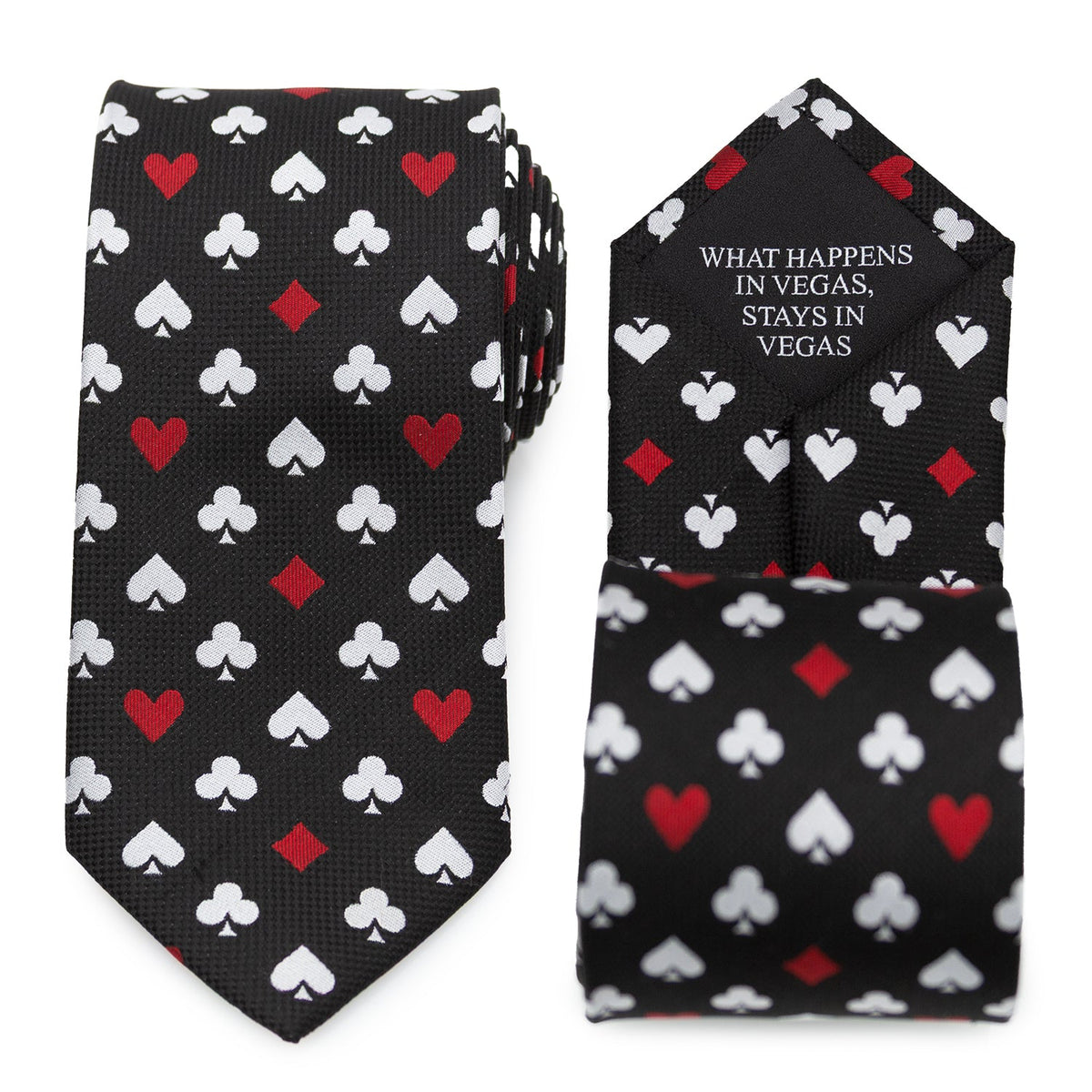 Card Suits Vegas Hidden Message Black Men's Tie851