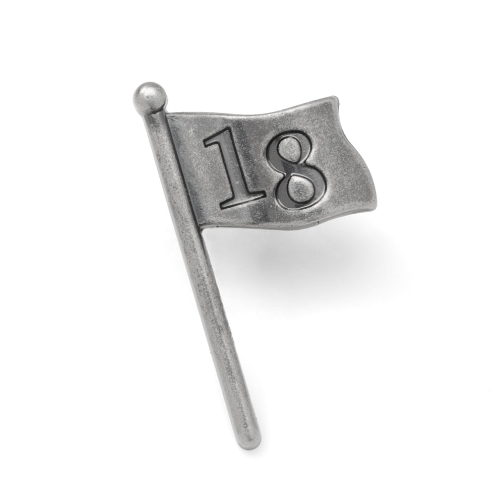 Golf 18th Hole Antique Silver Lapel Pin937