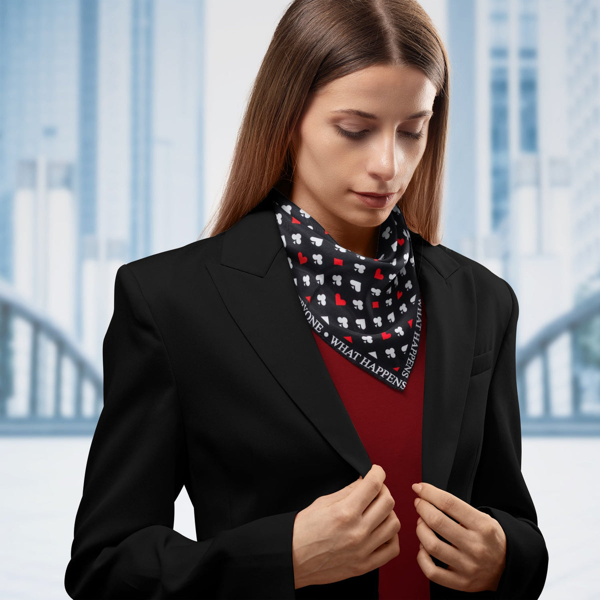 Satin Card Suits Vegas Black Scarf635
