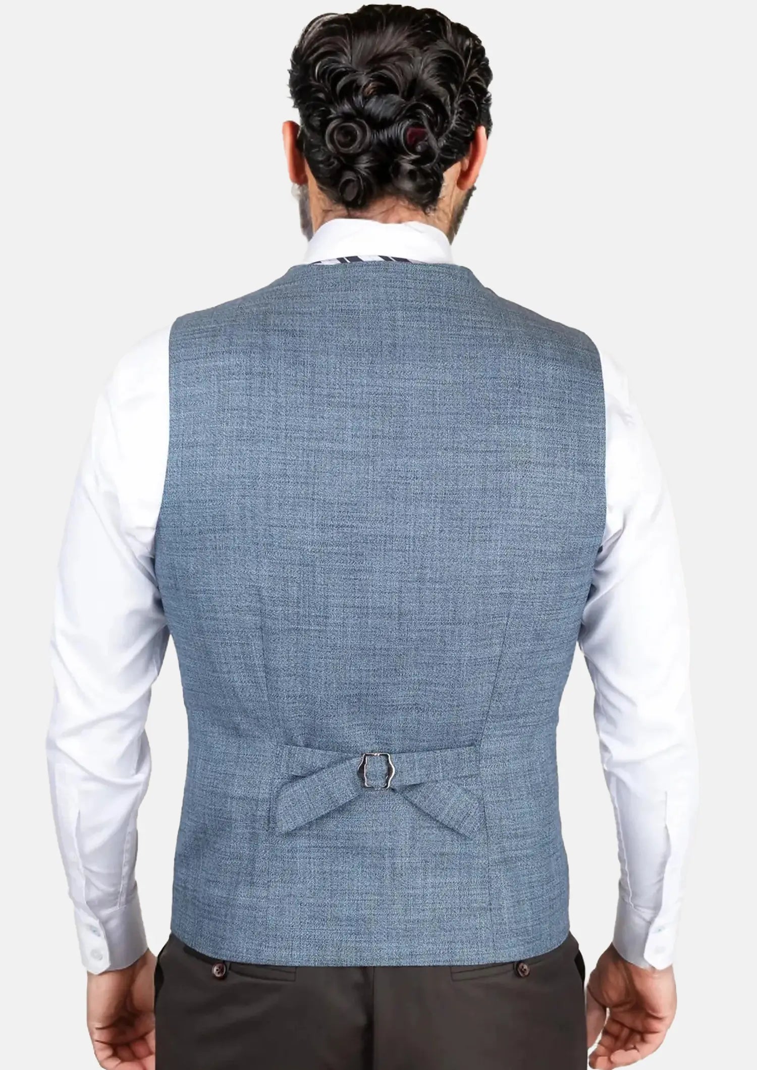 Mid Blue Hopsack Vest709