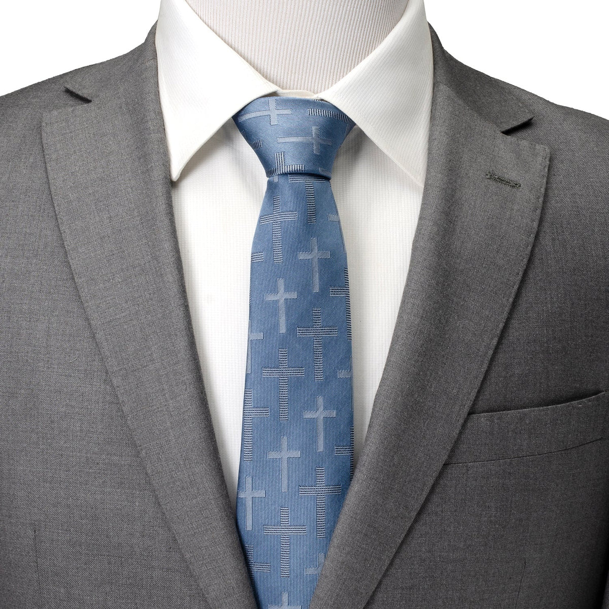 Blue Textured Cross Men's Tie717