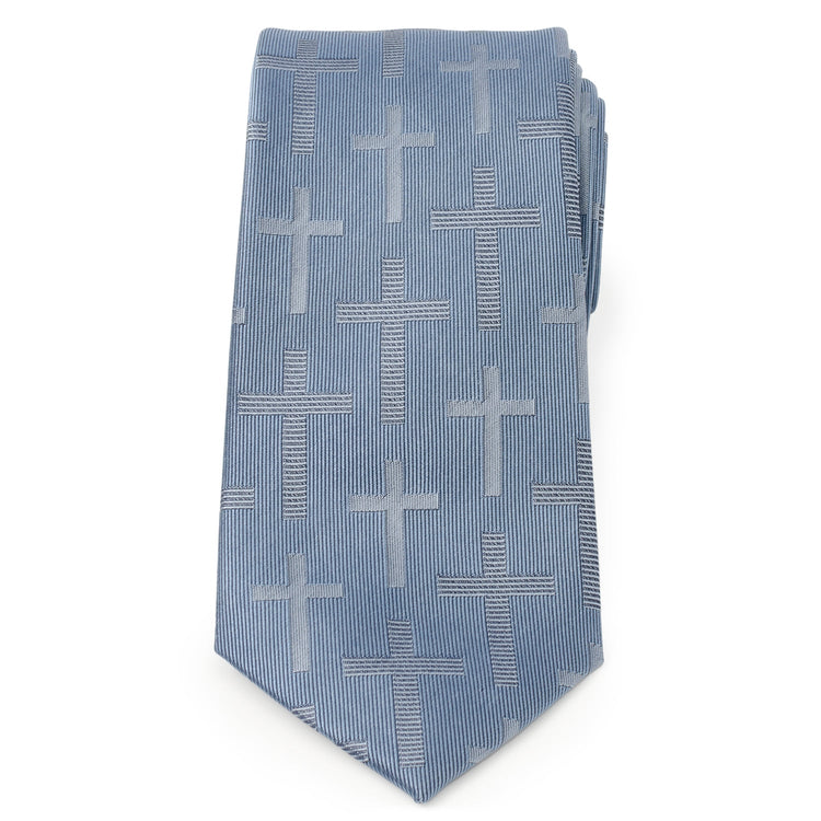 Blue Textured Cross Men's Tie786