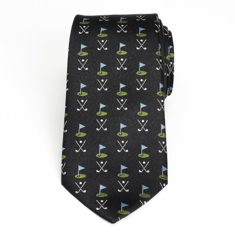 Golf Course Black Silk Men's Tie42