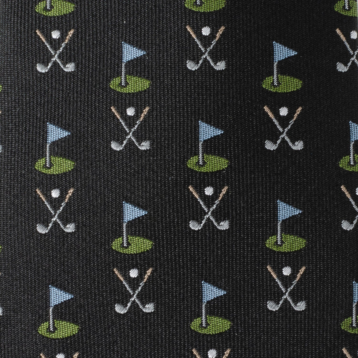 Golf Course Black Silk Men's Tie506