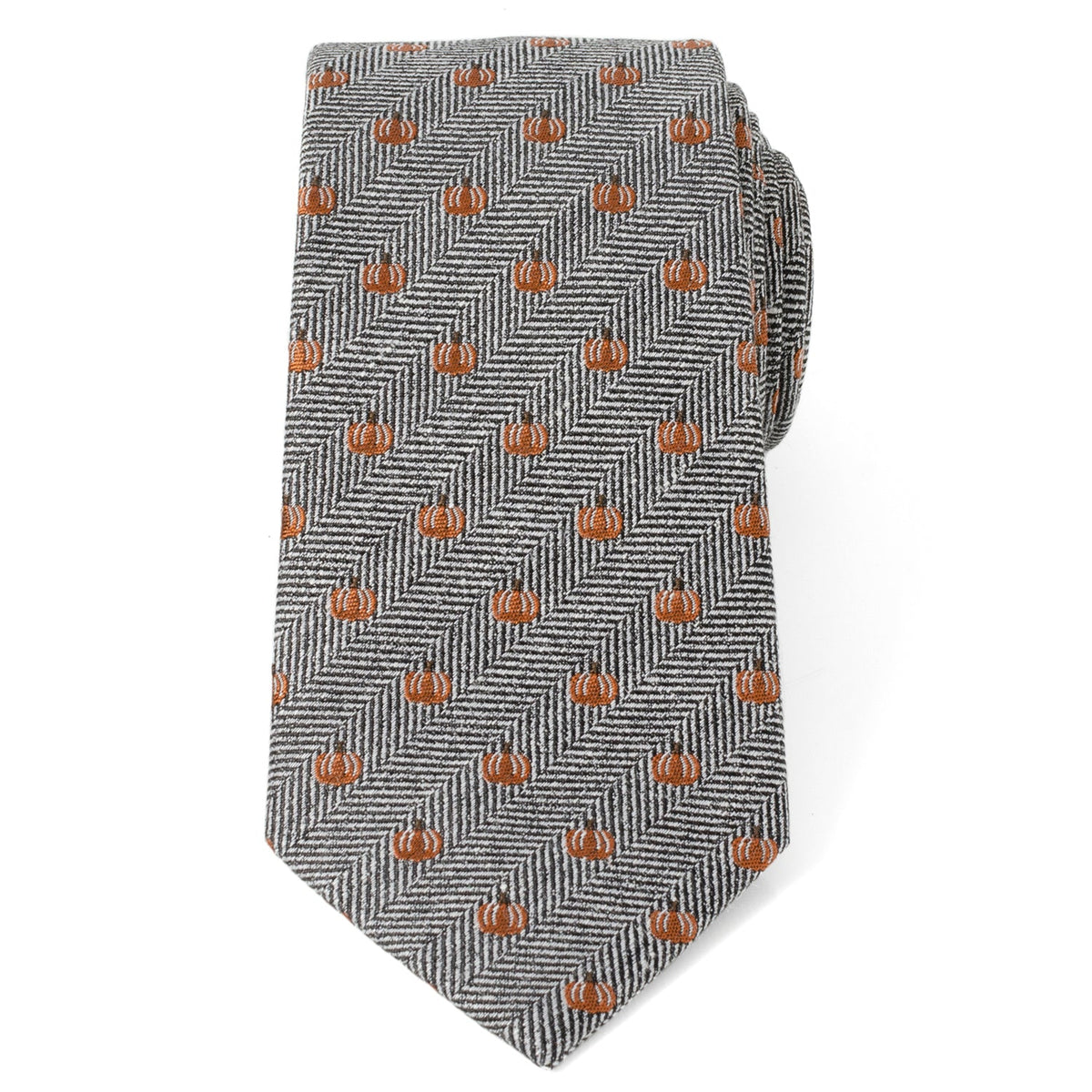 Holiday Pumpkin Herringbone Tie682