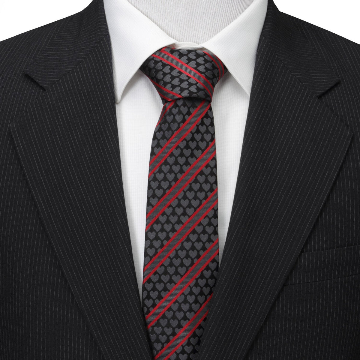 Black Heart Striped Men's Tie81