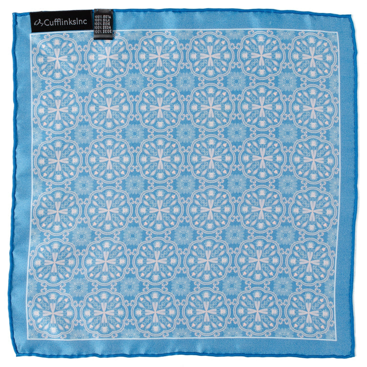 Aboriginal Ornament Patterned Blue Pocket Square124