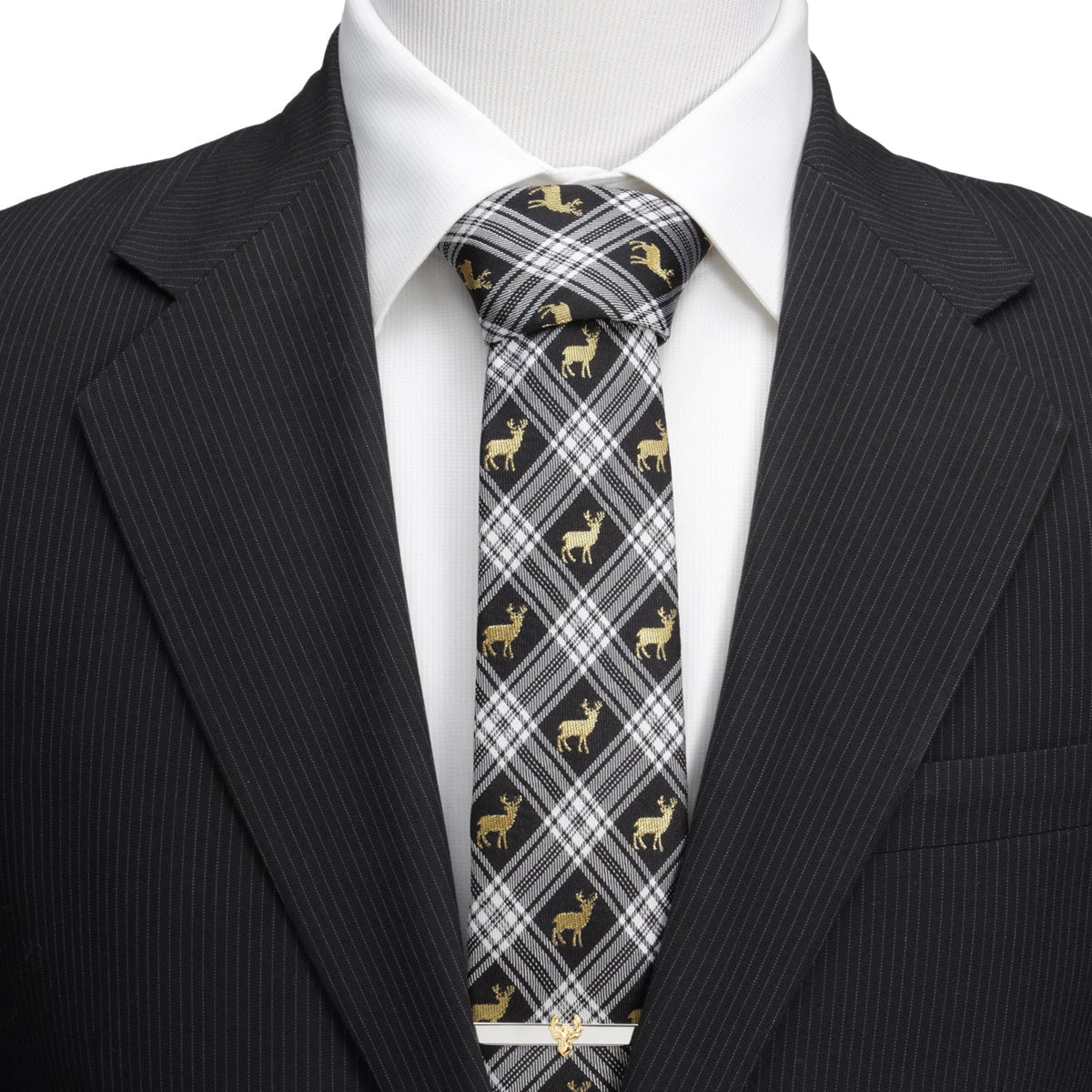 Black Plaid Stag Men's Tie452