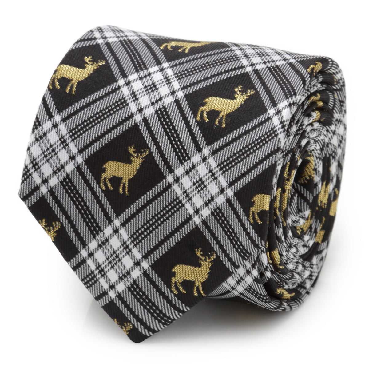 Black Plaid Stag Men's Tie446