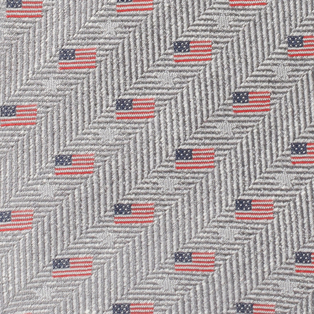Light Gray Herringbone American Flag Men's Tie434