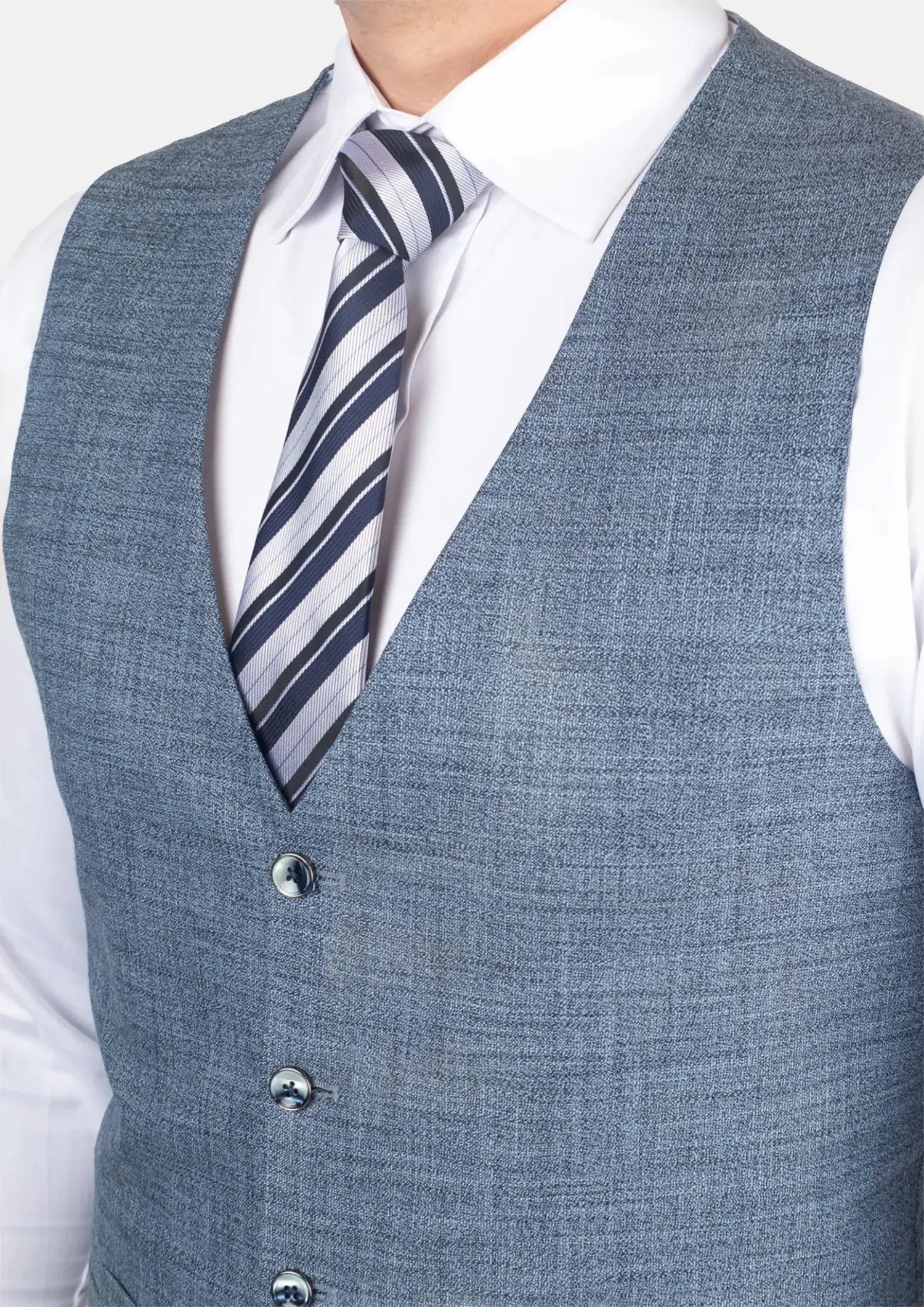 Mid Blue Hopsack Vest182