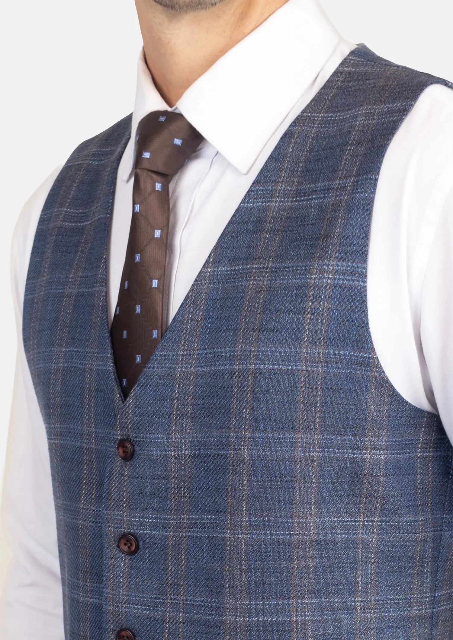 Deep Cobalt Blue Plaid Vest165