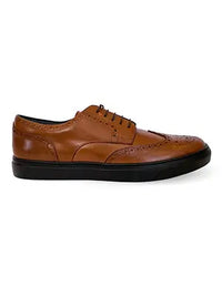 Brown leather shoe on a white background