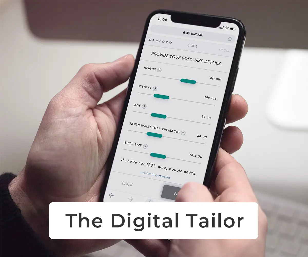 The Digital Tailor - man using the app on his phone